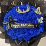 50 Blue Floral Bouquet HBD