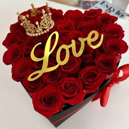 Love Red Roses Heart Box